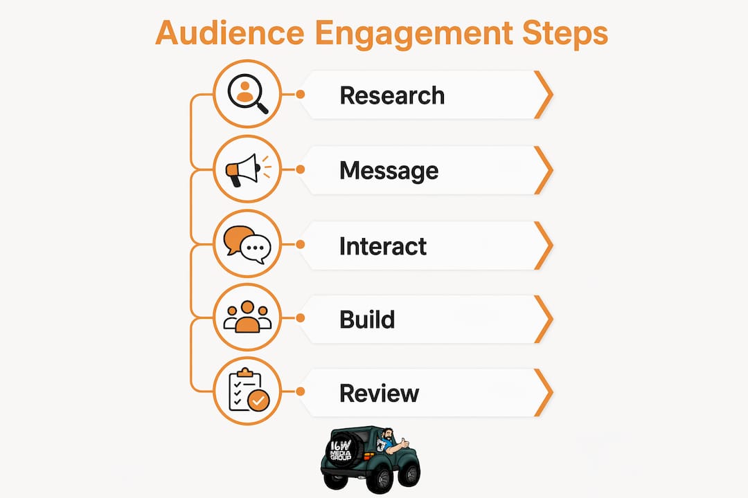 Infographic showing audience engagement five steps