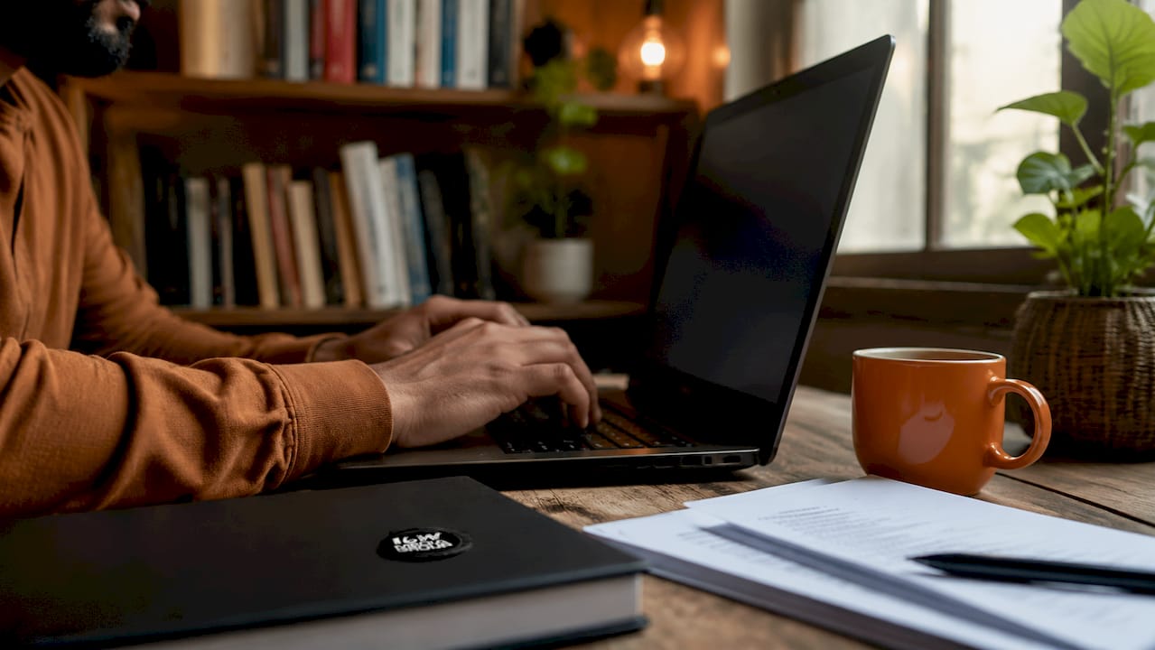 Hands typing on laptop for PPC campaign