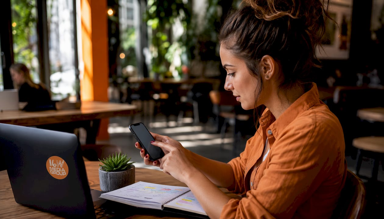 Hands adjusting geofencing settings on smartphone