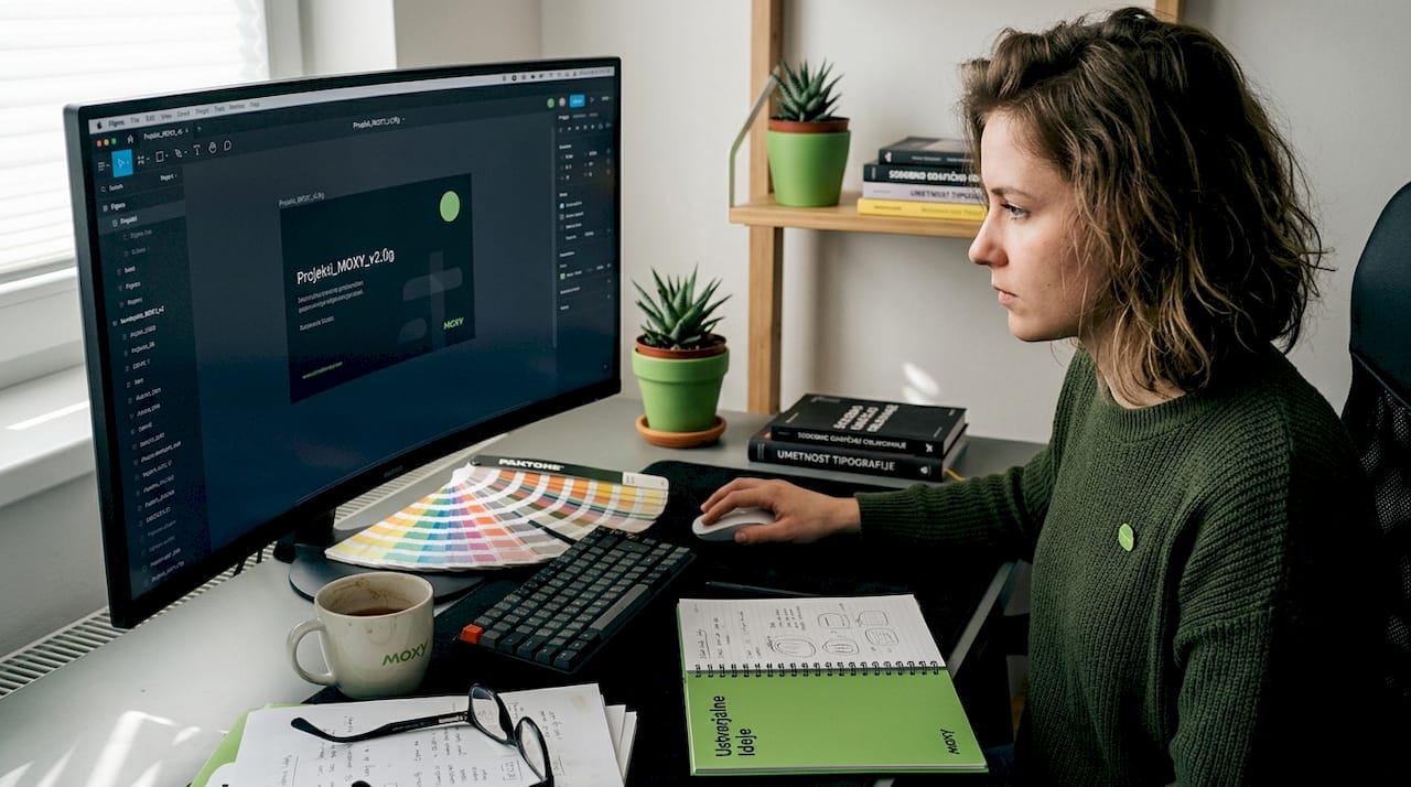 Designer working on visual identity.