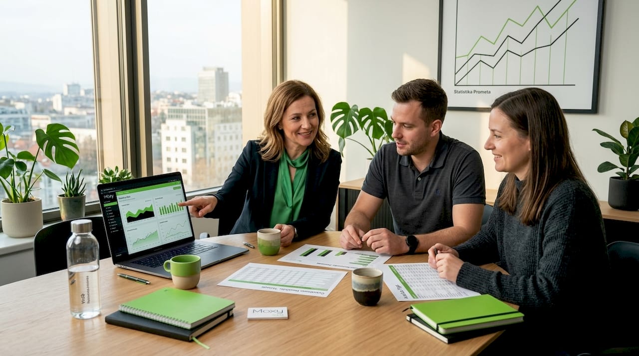 A team analyzing business data together to make better decisions.