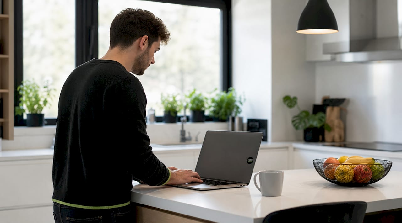 An operator's fingers move quickly across a keyboard.