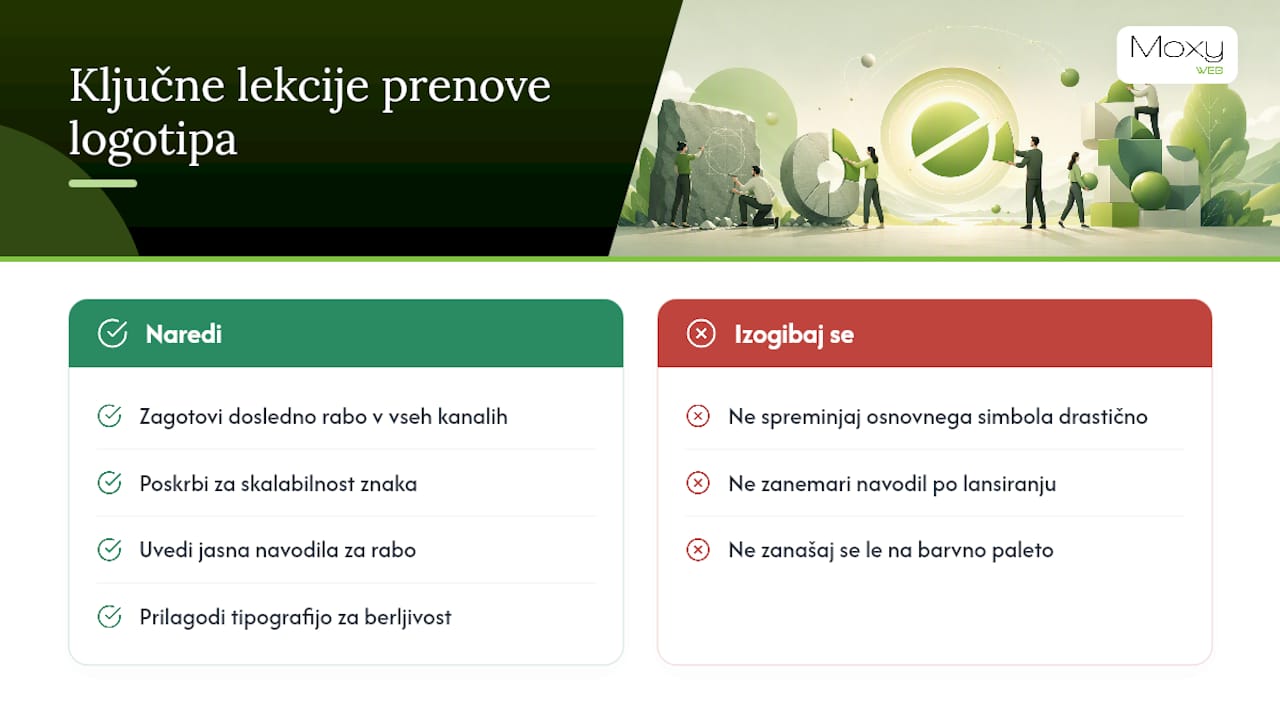Primeri prenove logotipa in kaj se je iz njih naučiti — overview diagram