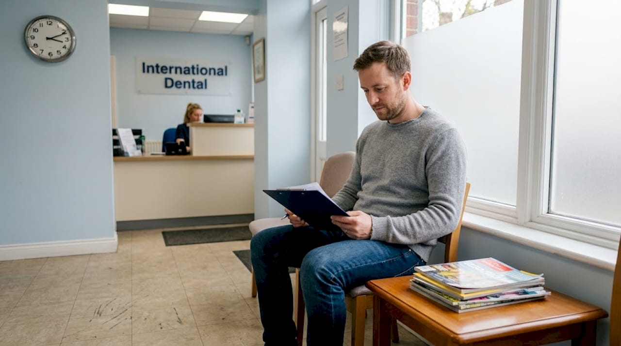 Patient waiting in dental clinic abroad
