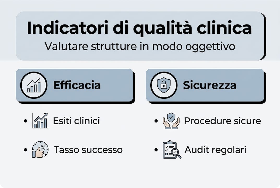 Infografica sui principali indicatori oggettivi della qualità clinica