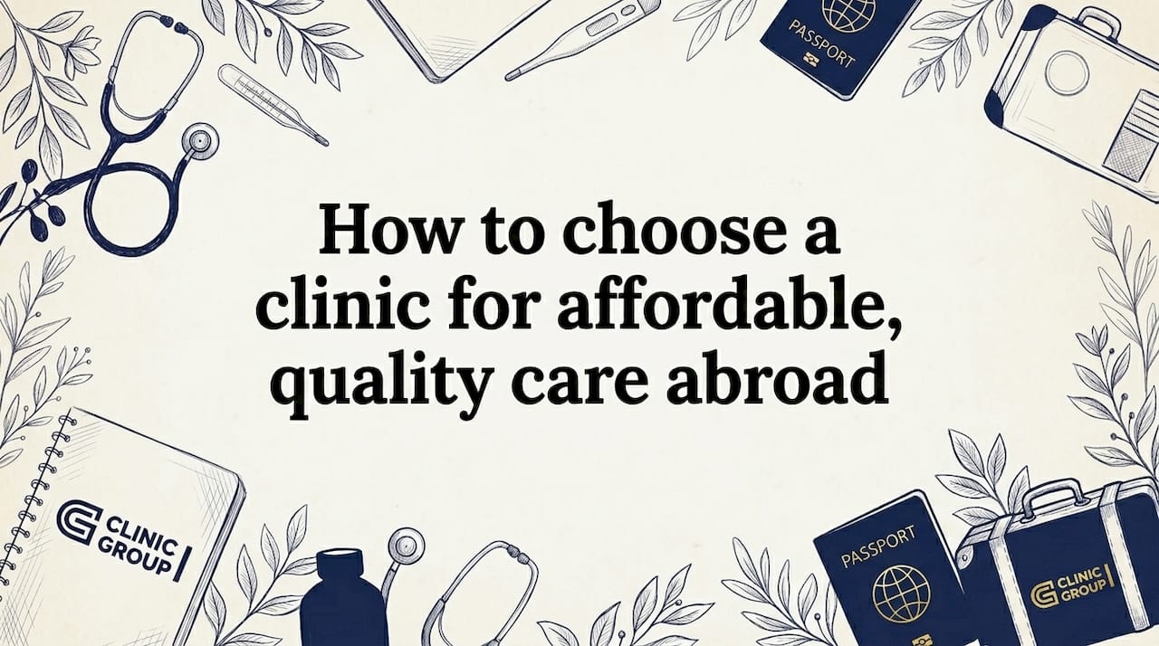Hand-drawn clinics and travel themed title card