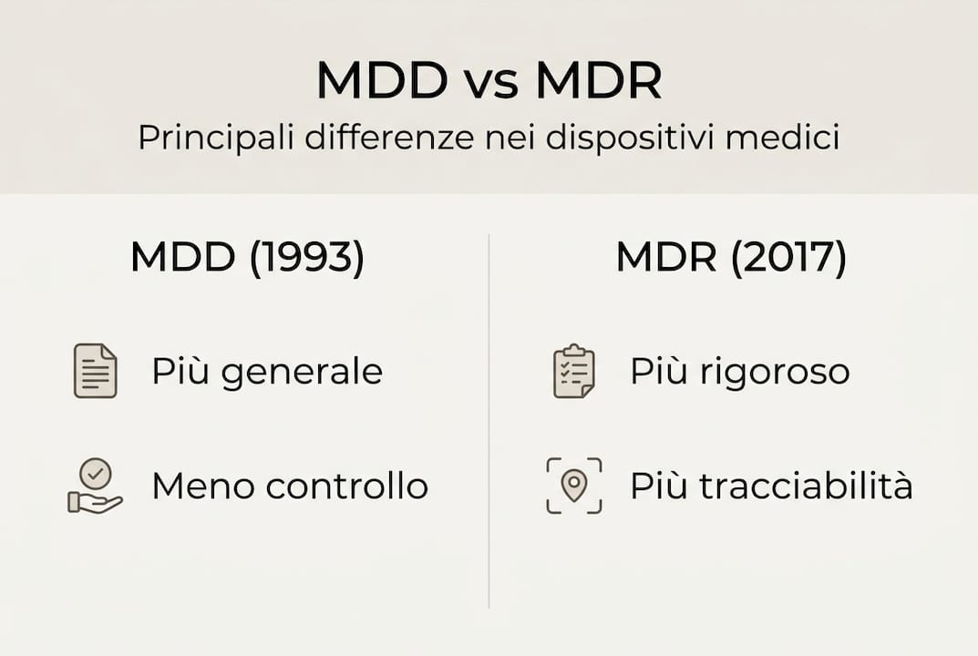 Infografica: differenze tra dispositivi MDD e MDR a confronto
