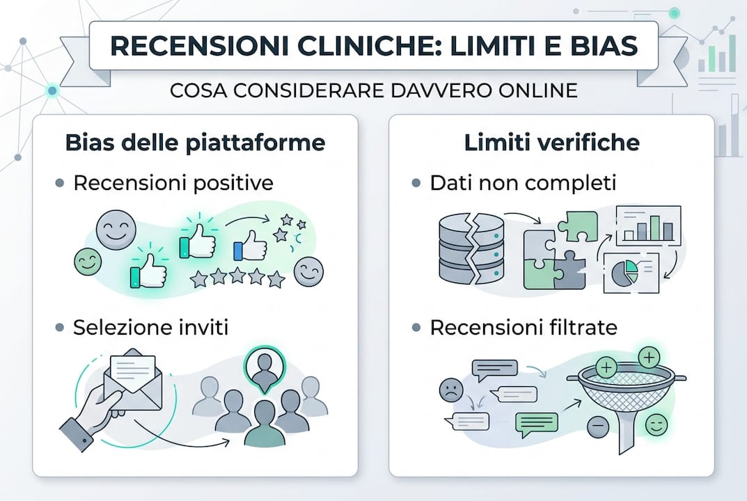 Infografica sui punti deboli e sulle distorsioni nelle valutazioni cliniche