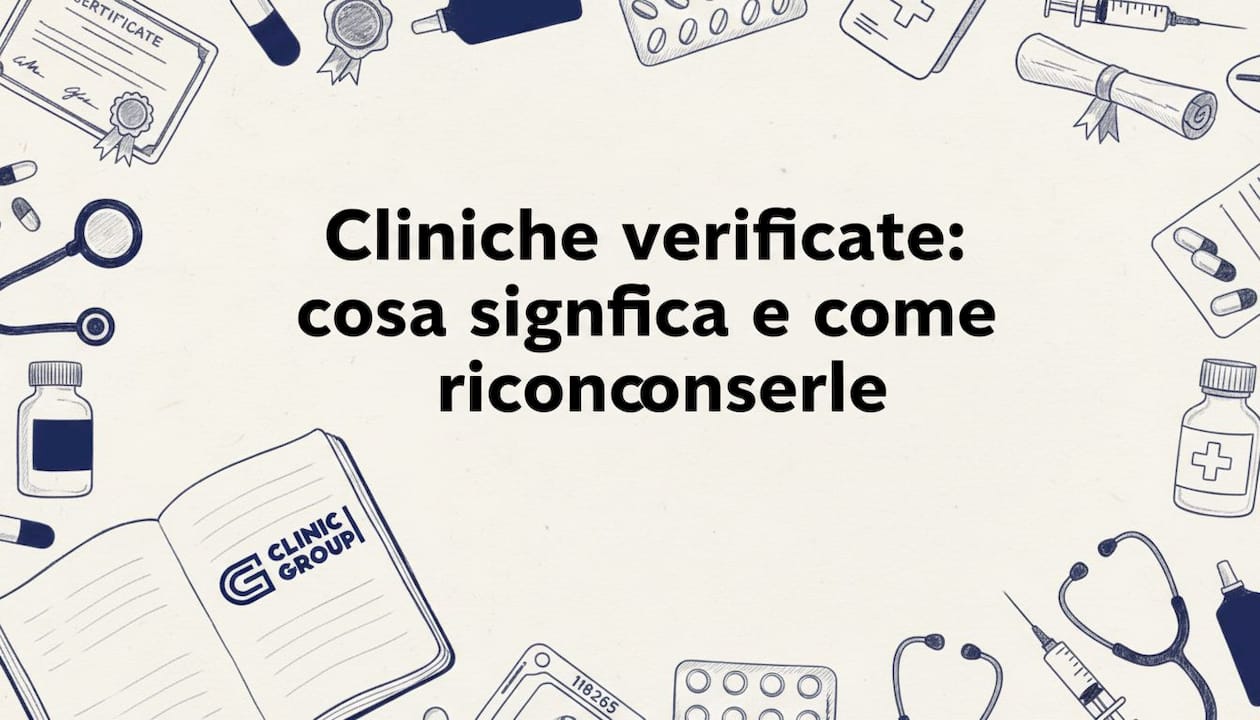 Grafica decorativa per il titolo con elementi medici realizzati a mano