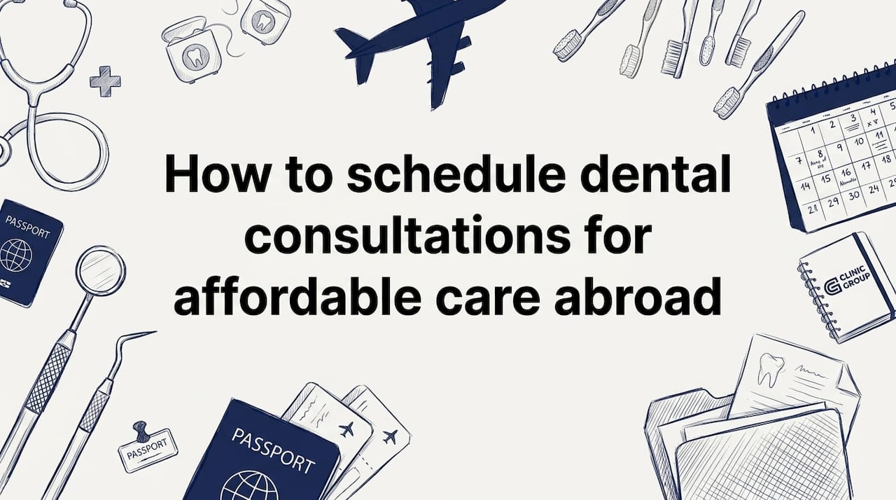 Hand-drawn dental consultation title card illustration