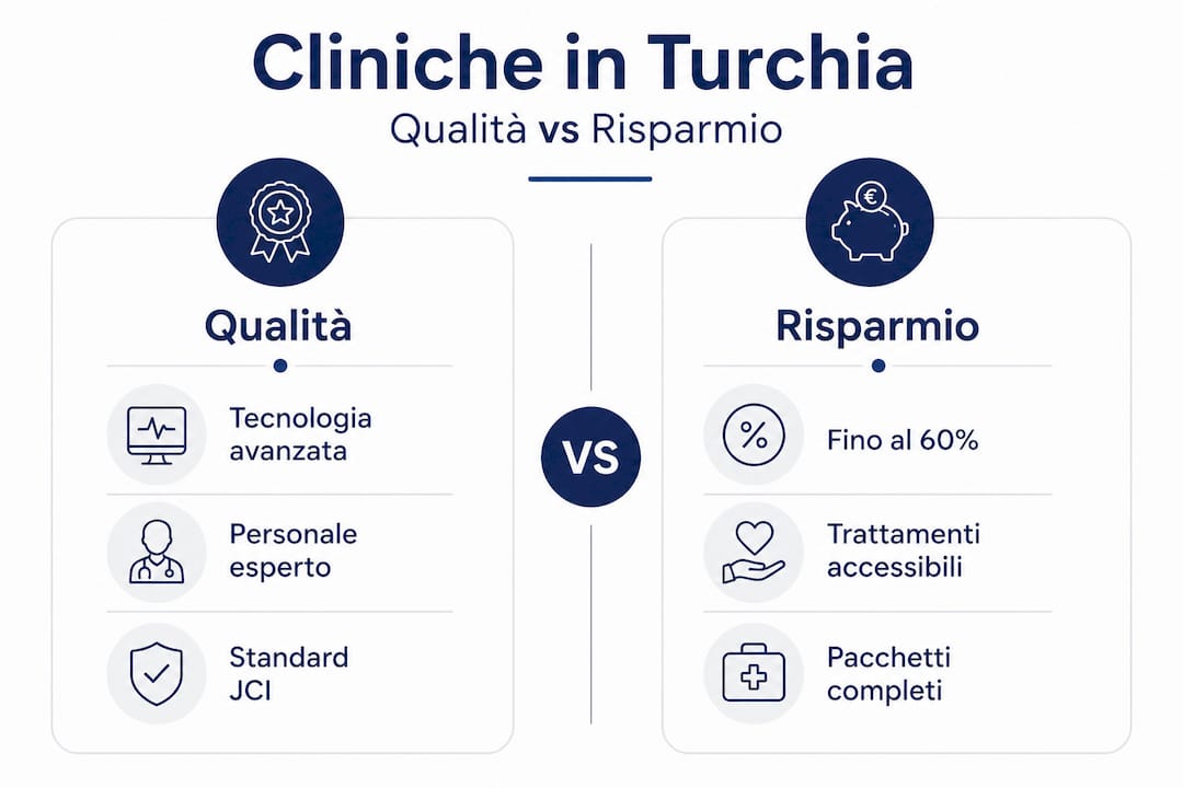 Infografica: qualità delle cure e risparmio nelle cliniche turche a confronto