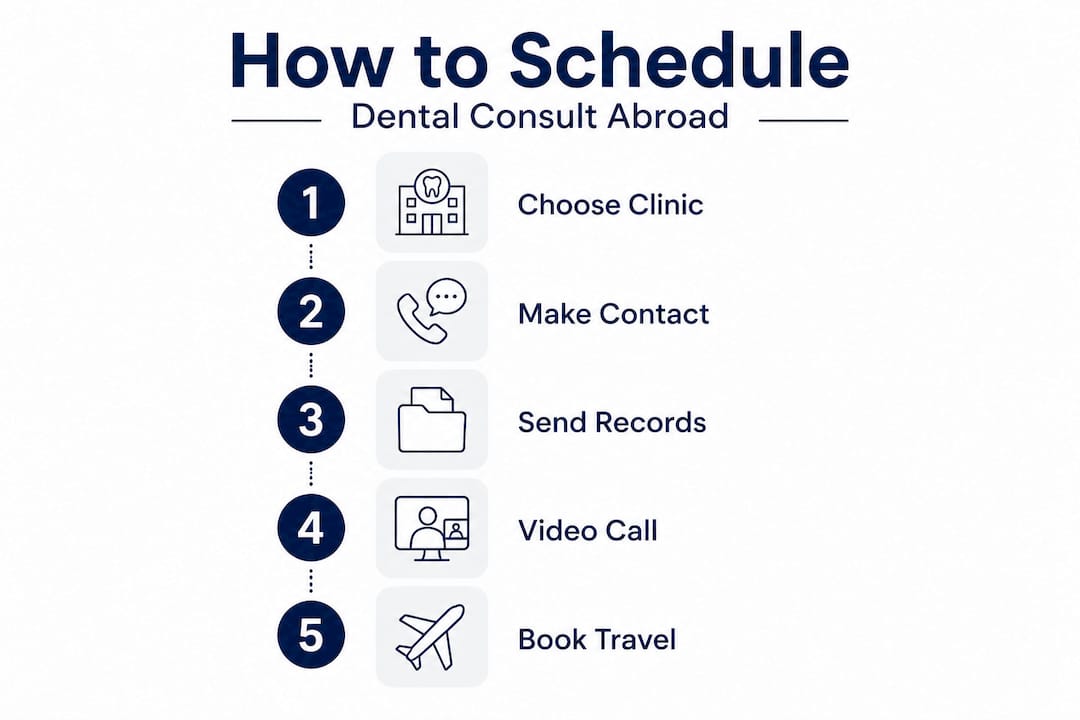 Infographic showing dental consultation booking steps
