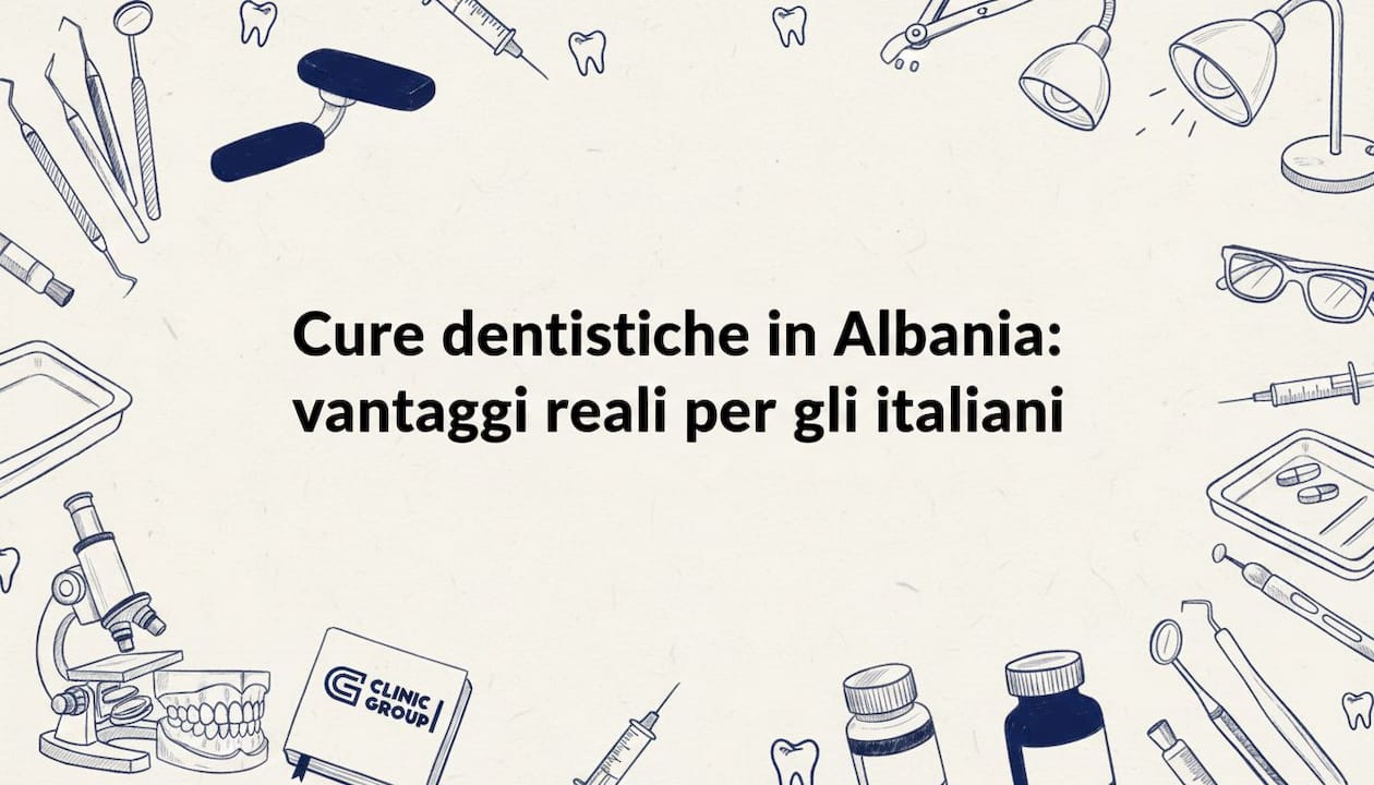 Illustrazione decorativa a tema dentale per la copertina del titolo