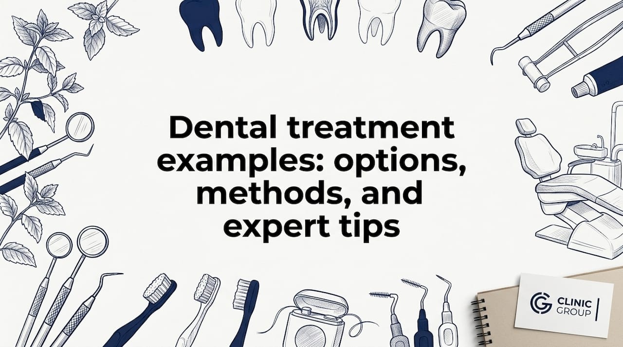Dental themed sketch title card illustration