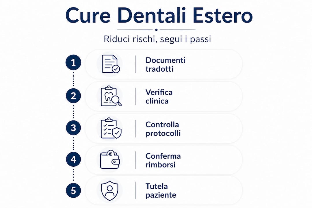 Infografica: le tappe fondamentali per ricevere cure dentistiche all’estero