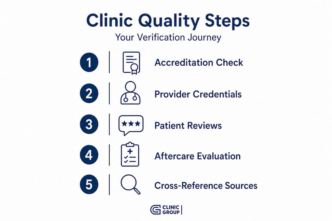 Infographic showing clinic quality verification steps