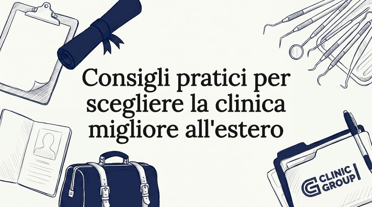 Grafica per il titolo del blog realizzata a mano, arricchita da icone che richiamano l’ambiente della clinica