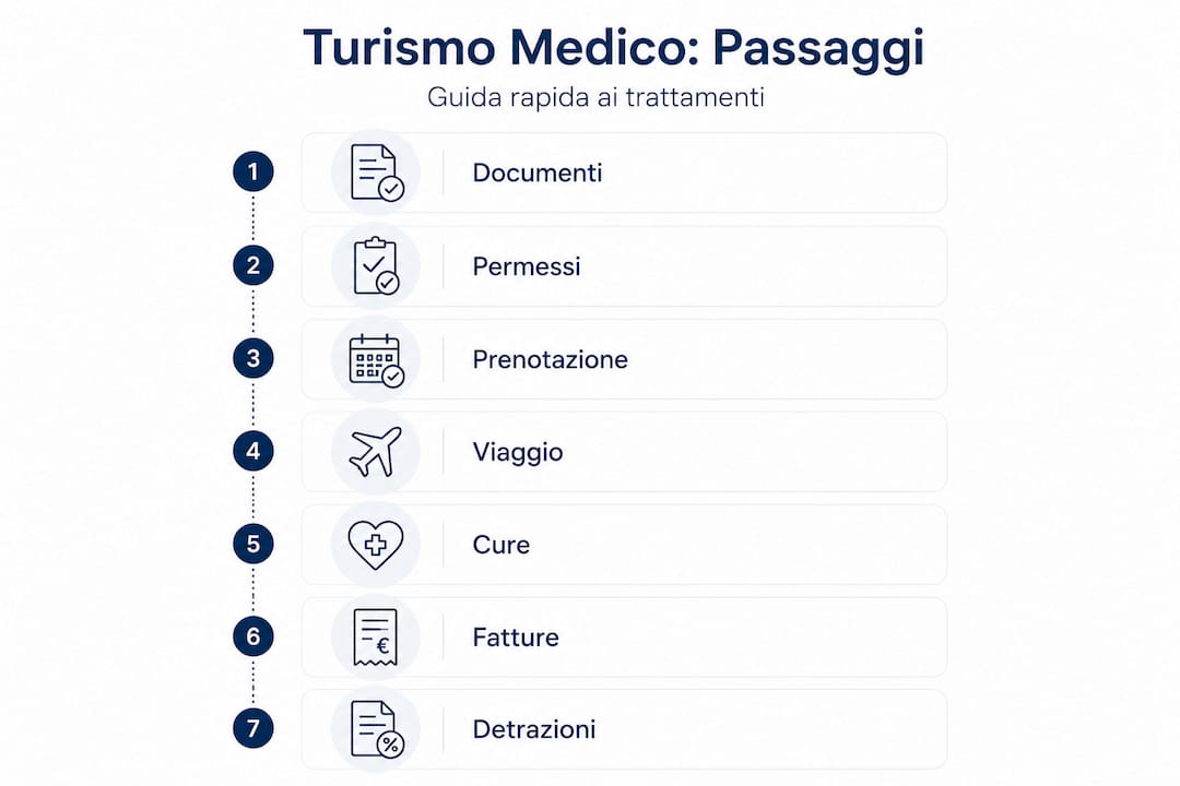 Infografica: il percorso del turismo medico spiegato in 7 semplici tappe