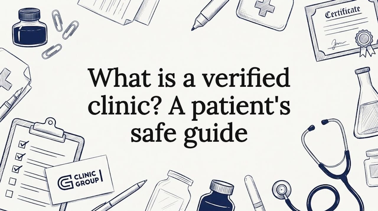 Decorative medical-themed title card illustration