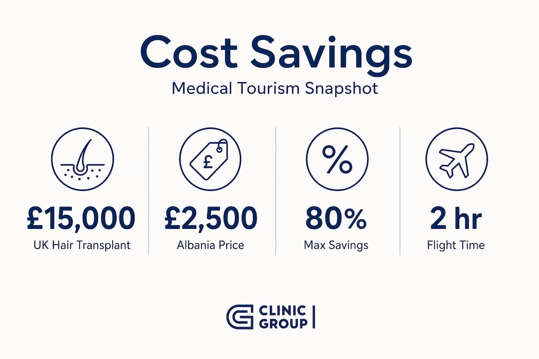 Infographic showing medical tourism cost savings statistics