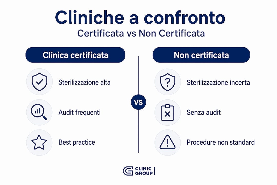 Infografica: le differenze tra cliniche certificate e non certificate a confronto
