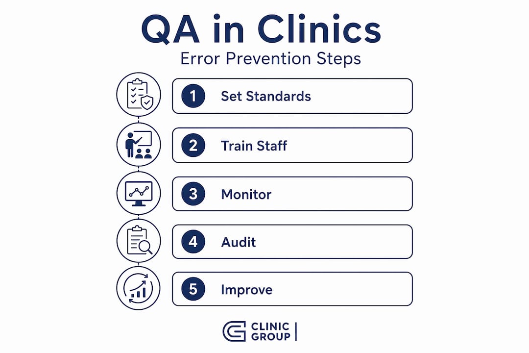 Infographic showing QA steps in clinics