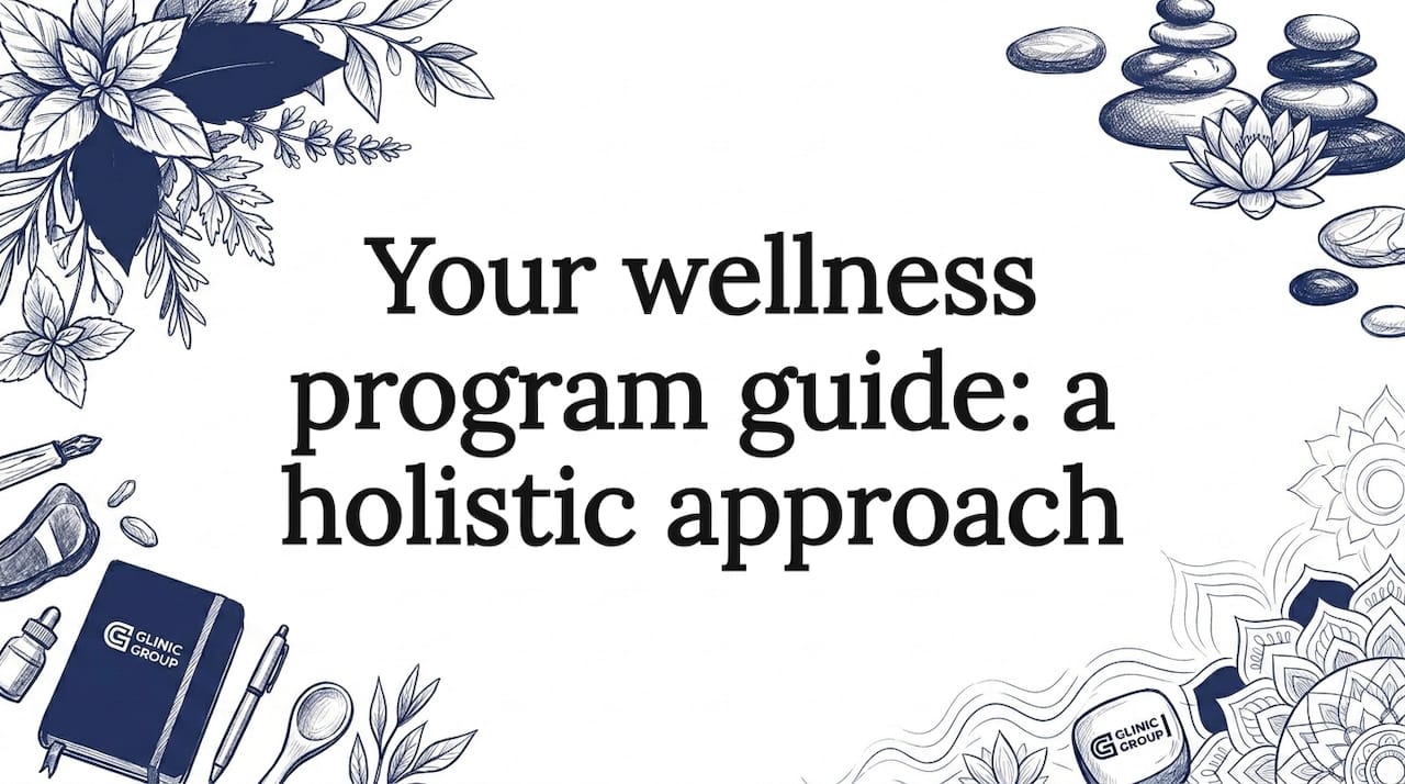 Decorative wellness program title card illustration