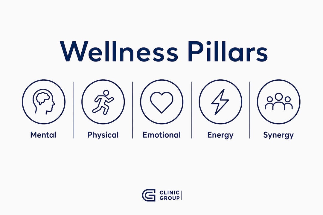 Infographic illustrating holistic wellness pillars