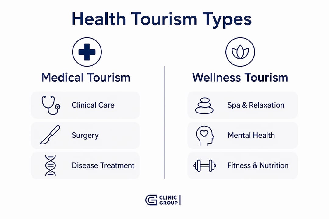 Infographic comparing medical and wellness tourism