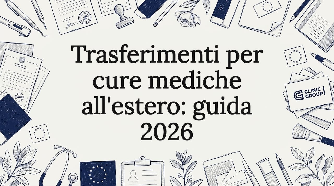 Immagine decorativa che raffigura strumenti medici e documenti clinici