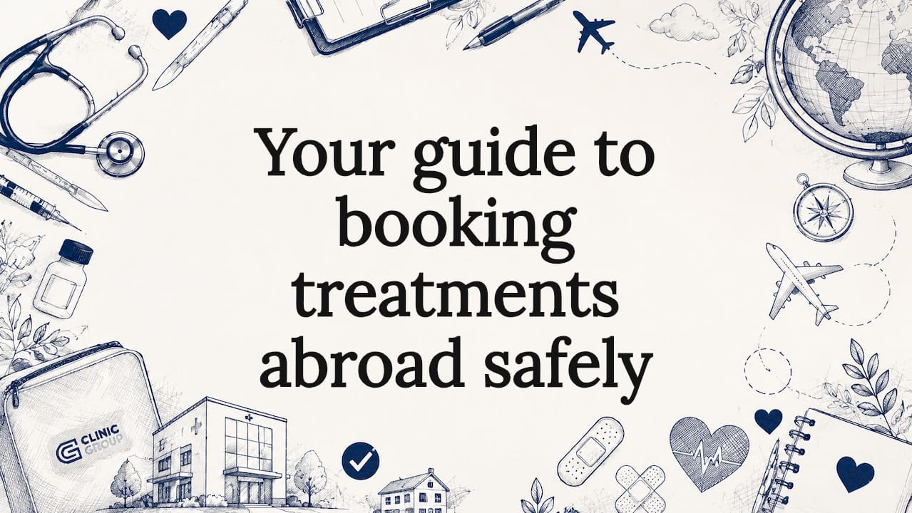Decorative title card illustration for medical tourism article.