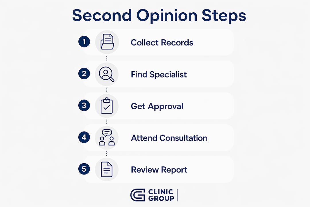 Infographic showing step-by-step second opinion process