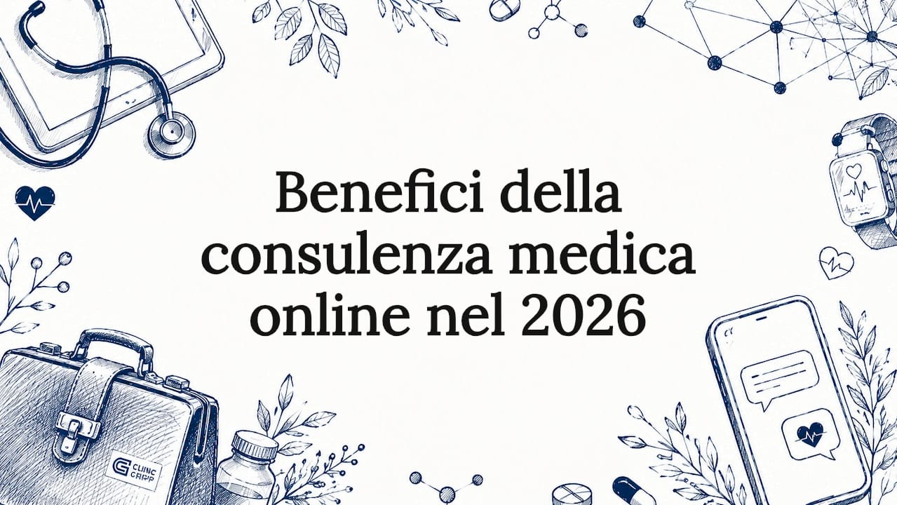 Cartello introduttivo dal design decorativo, ispirato a temi medici e digitali