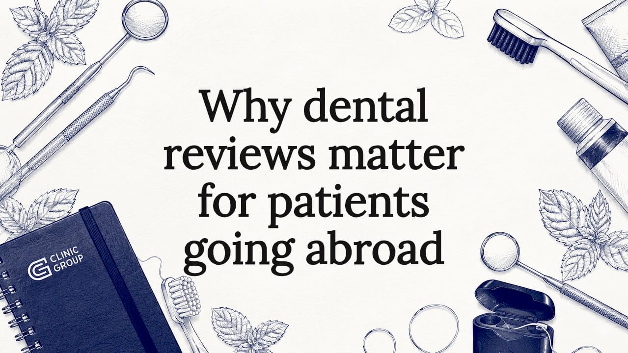 Decorative dental themed title card illustration
