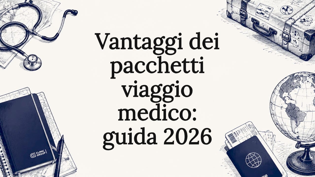 Illustrazione decorativa per la copertina di un viaggio a tema medico