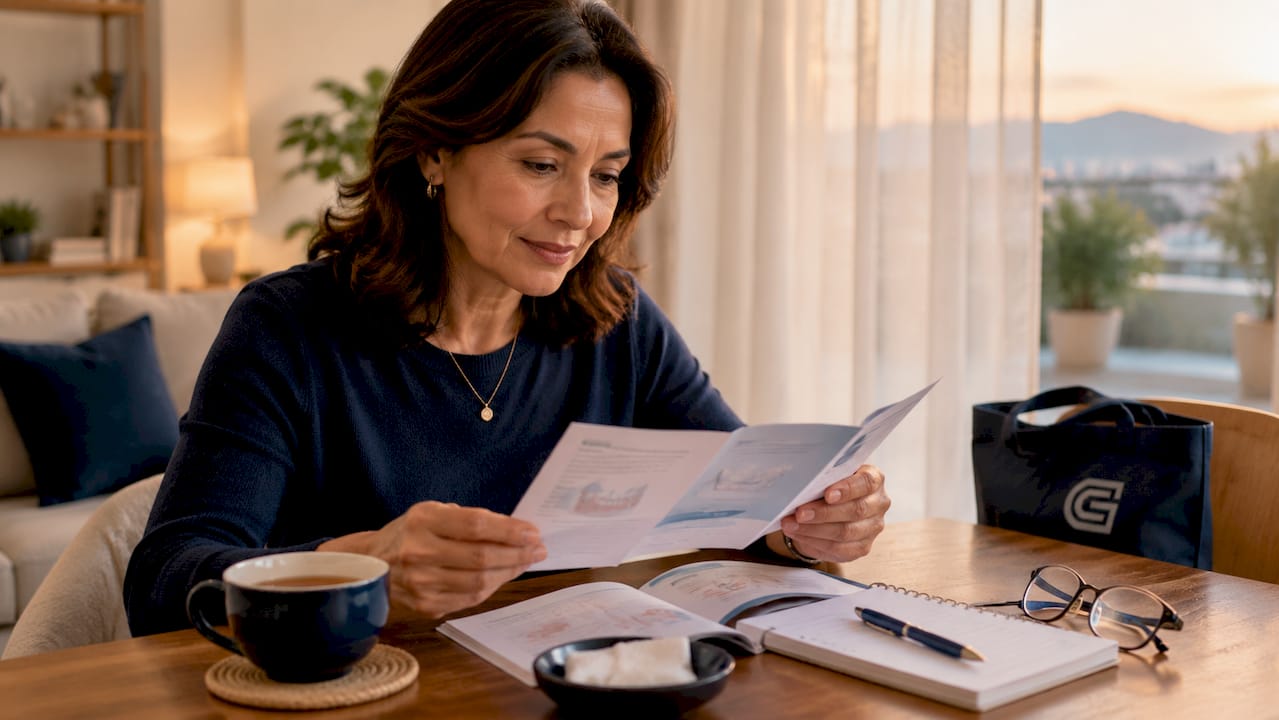 Patient reading dental aftercare instructions at home