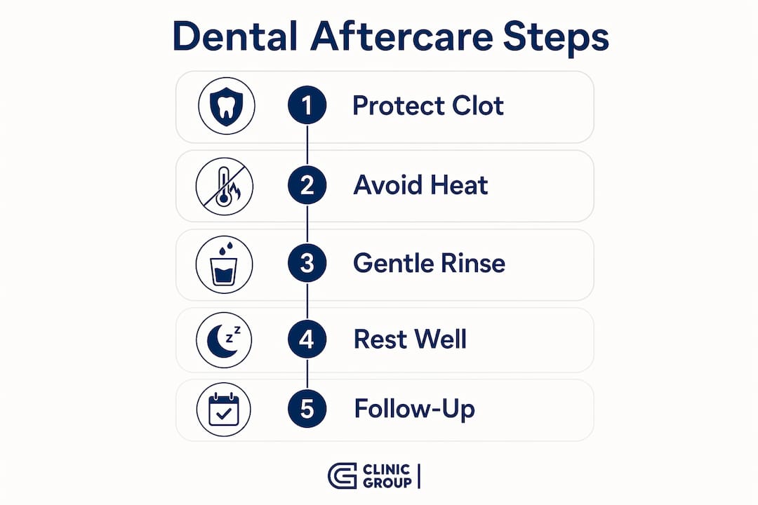 Infographic illustrating dental aftercare steps
