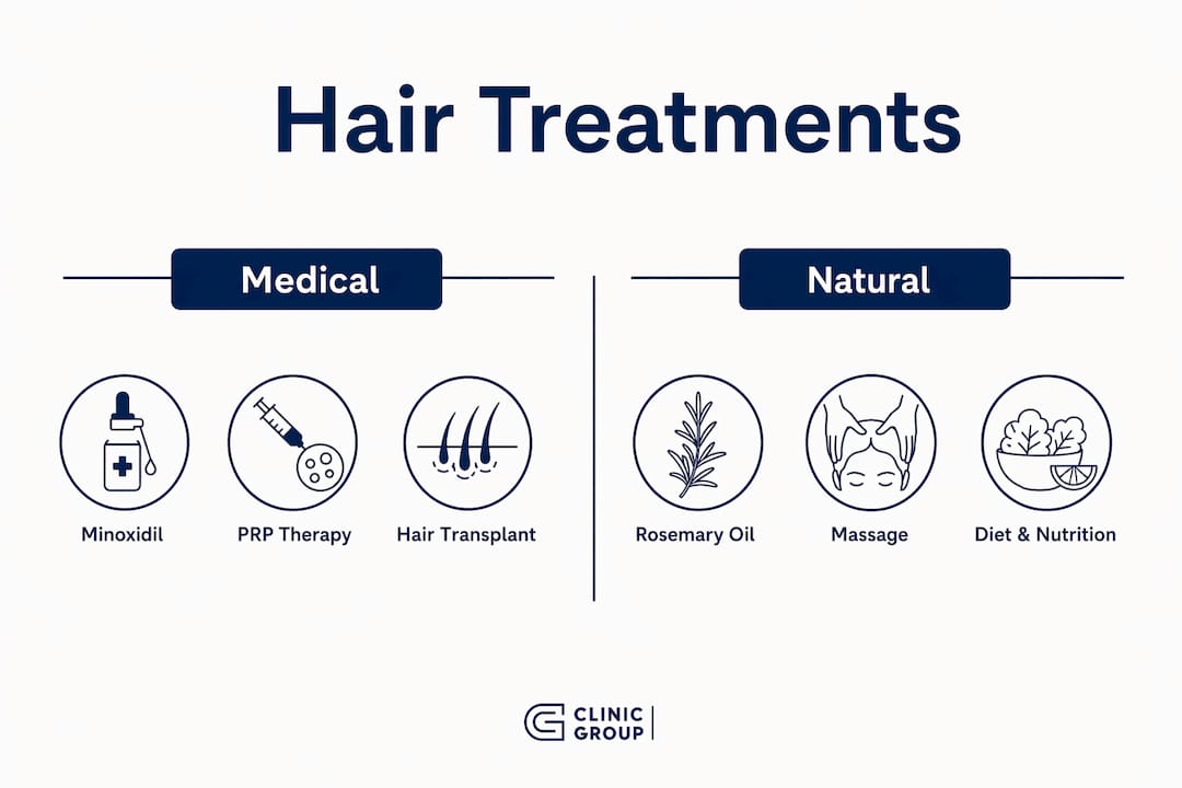 Infographic comparing medical and natural hair treatments