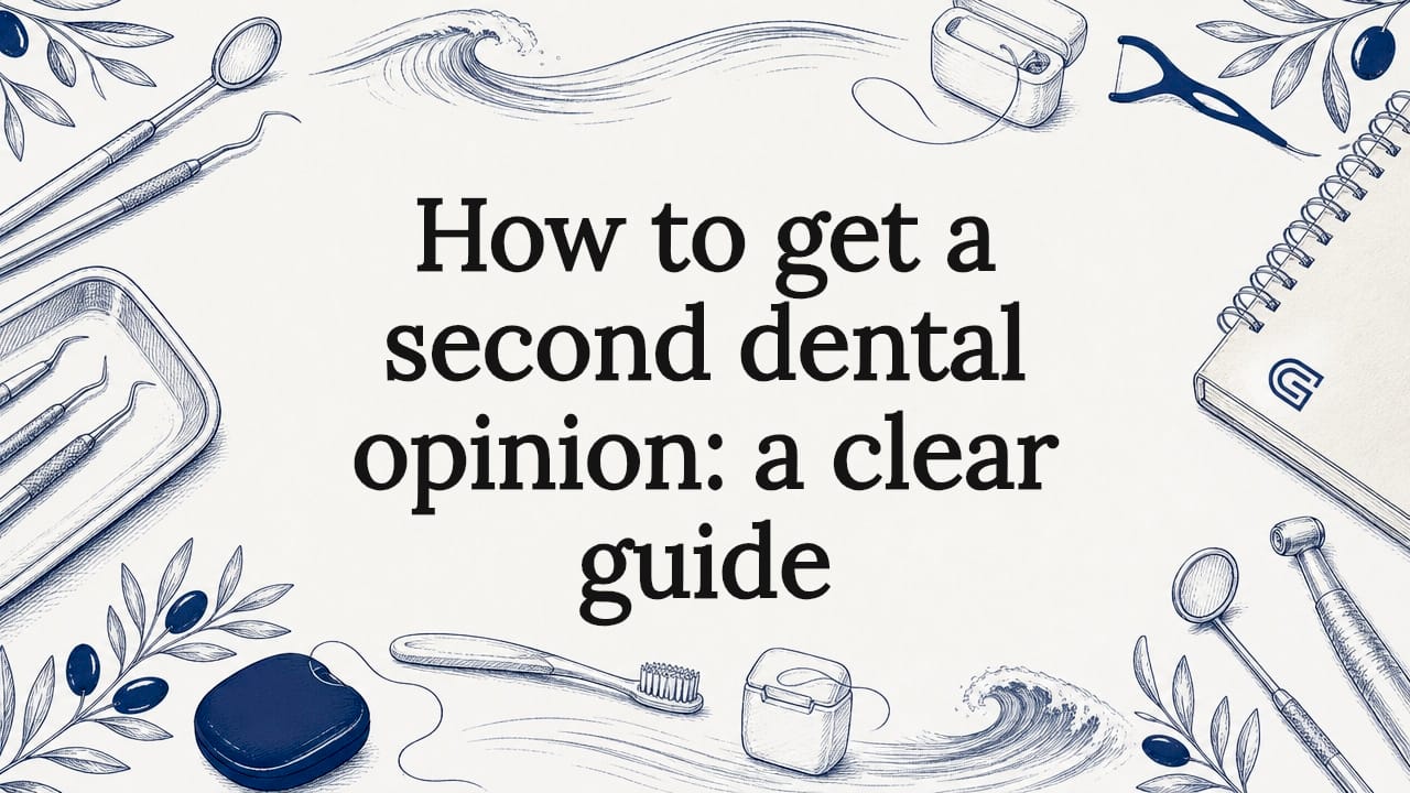 Decorative hand-drawn dental-themed title card illustration