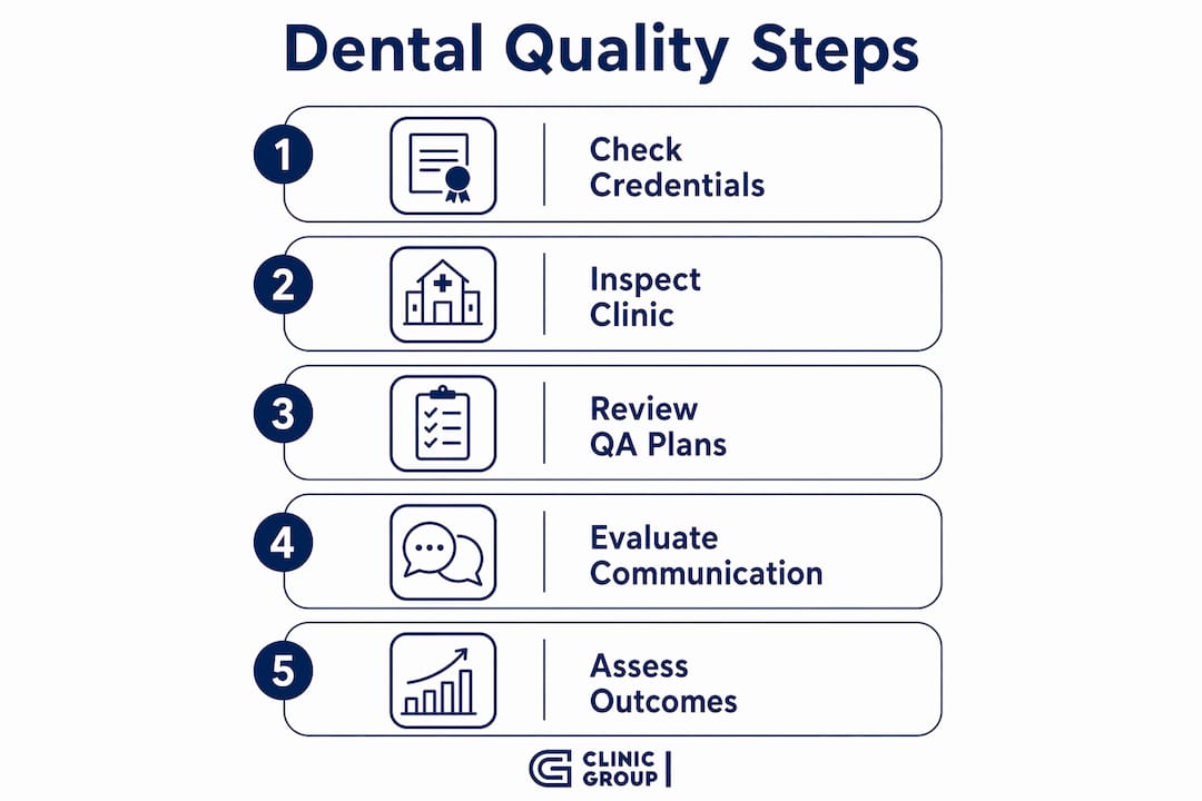 Infographic displaying dental quality assessment steps