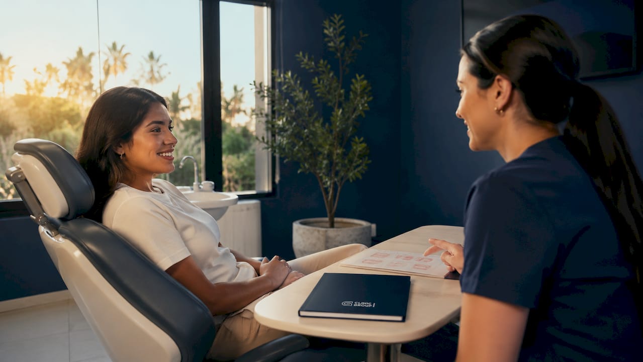 Diverse patients in contemporary dental consultation room