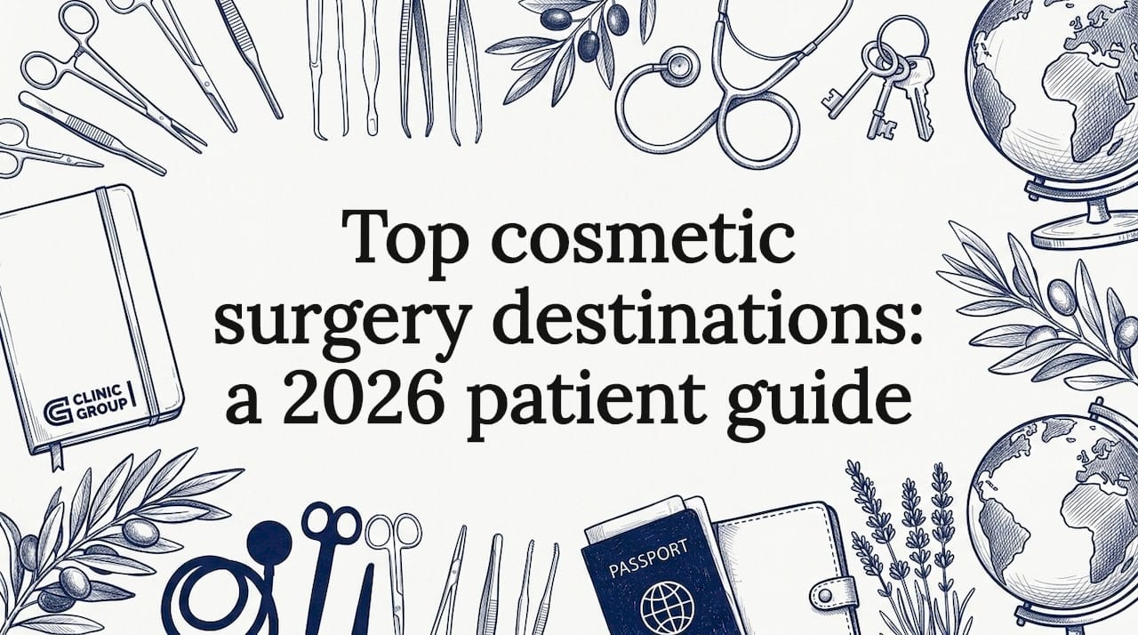 Decorative medical and travel illustration frame