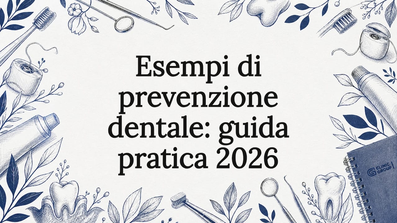 Illustrazione decorativa per la copertina di un opuscolo sulla prevenzione dentale