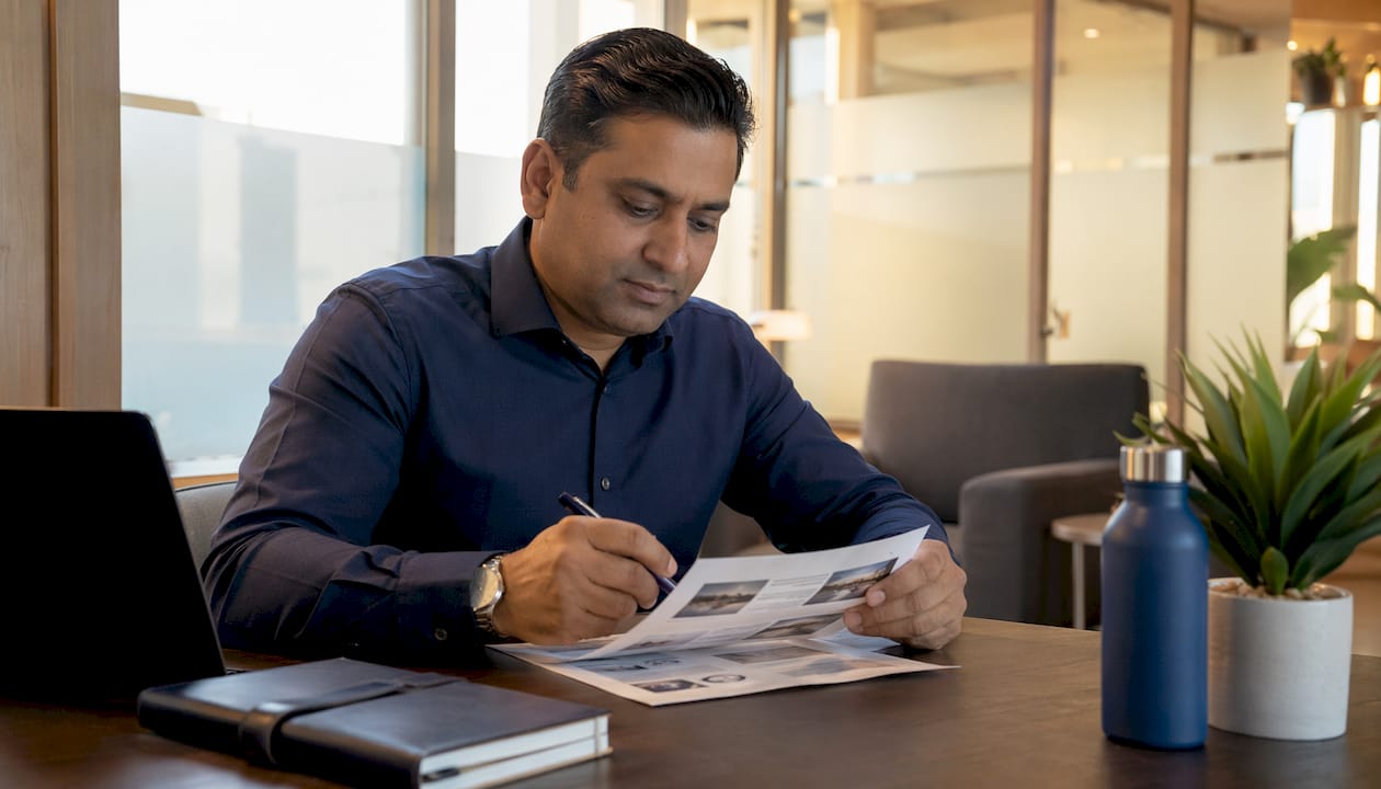 Medical coordinator reviewing patient itinerary