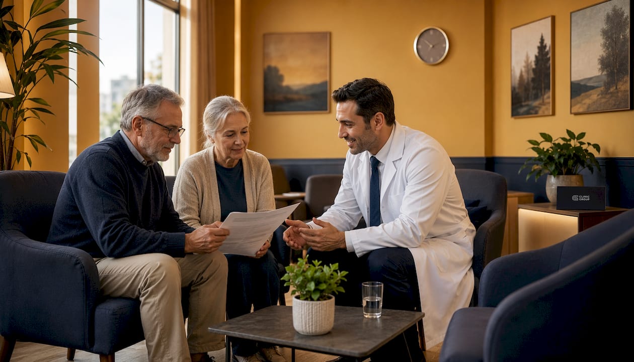 La sala d'attesa di una clinica certificata in Turchia