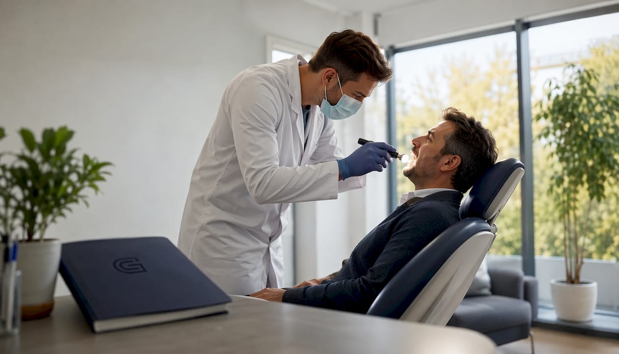 Visita di controllo dopo l’inserimento dell’impianto dentale effettuata dal dentista
