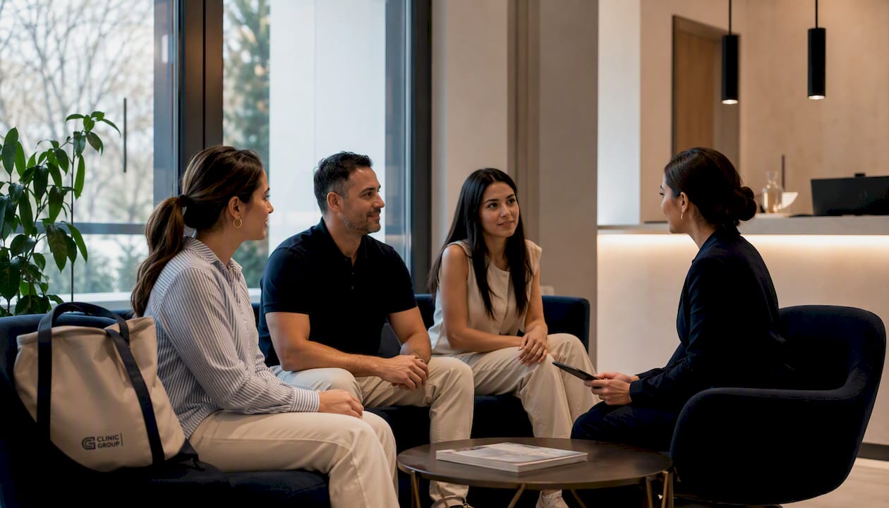 Bright modern dental clinic consultation area