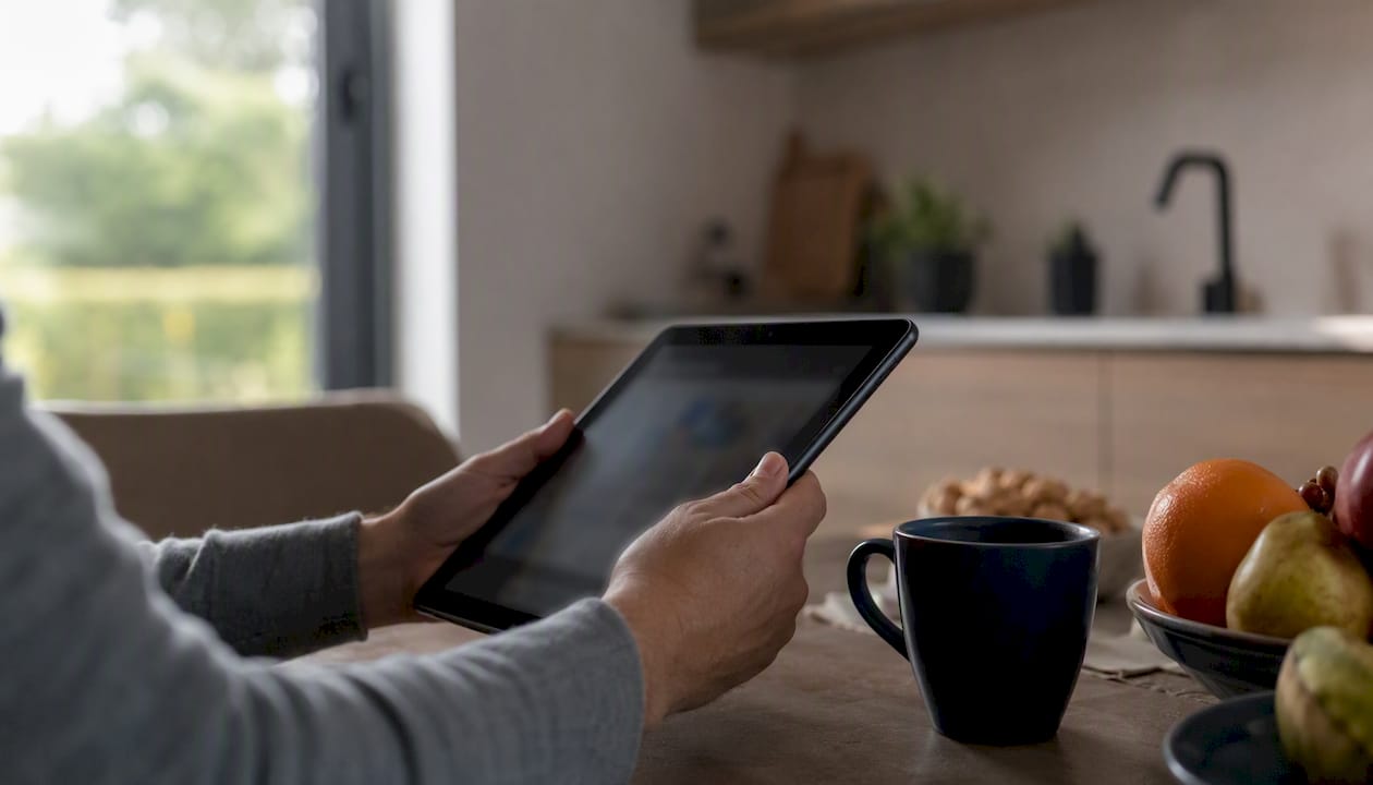 Mani che sfogliano informazioni mediche su un tablet
