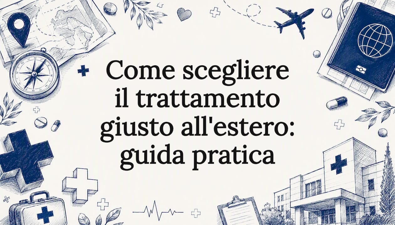 Illustrazione decorativa per una copertina dedicata al turismo medico