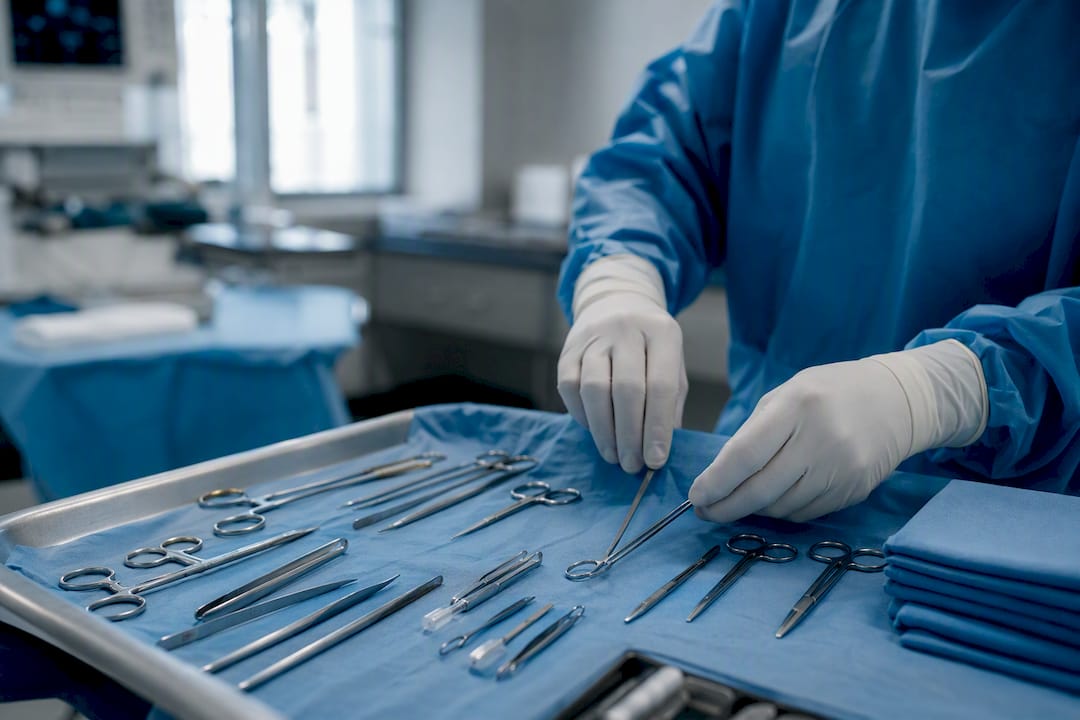 Sterile surgical instruments prepared in clinic
